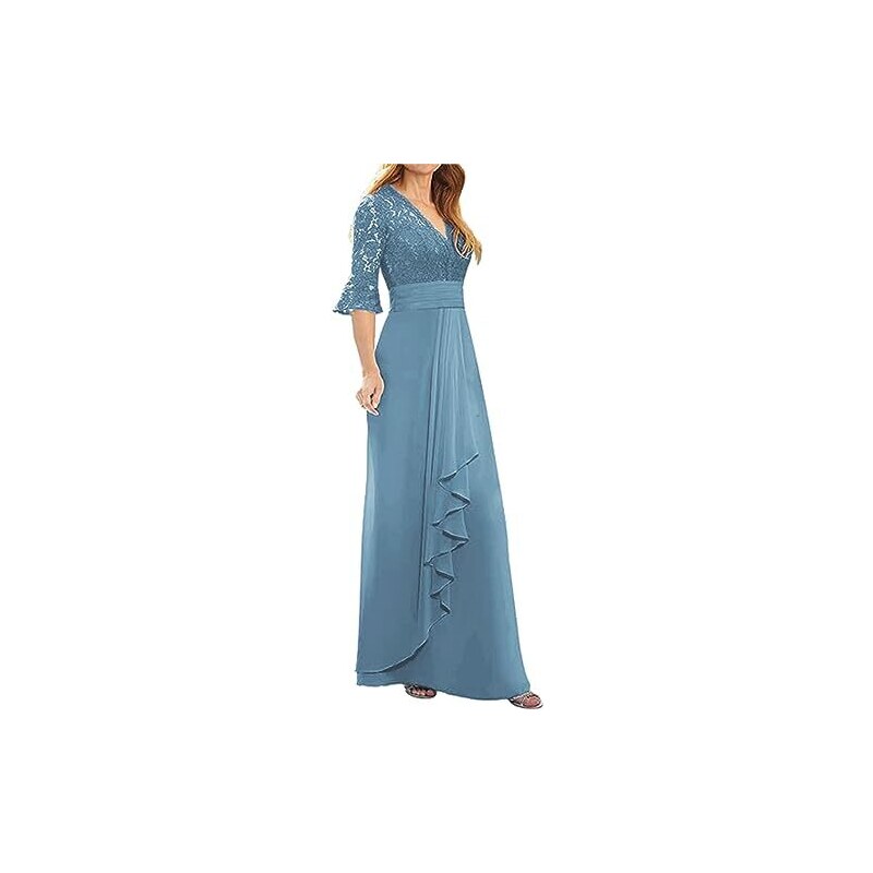 Cardigan Donna In Chiffon Trasparente Maniche Corte - Aperto Davanti, Coprispalle Elegante Per Abiti Da Sera, Matrimoni E Ufficio - Taglia S, Blu Polvere