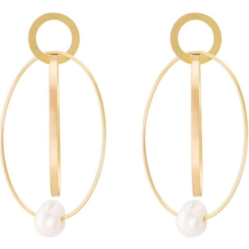 Orecchini pendenti in oro giallo 18k con sfera traforata