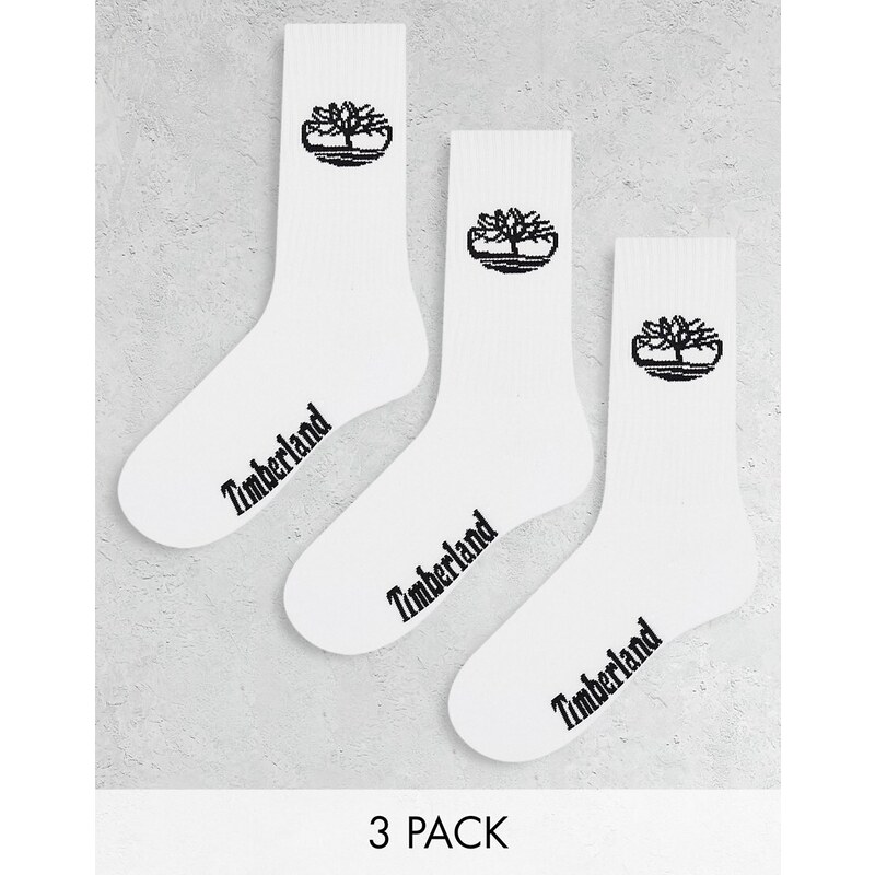 Timberland - Confezione da 3 paia di calzini bianchi-Bianco