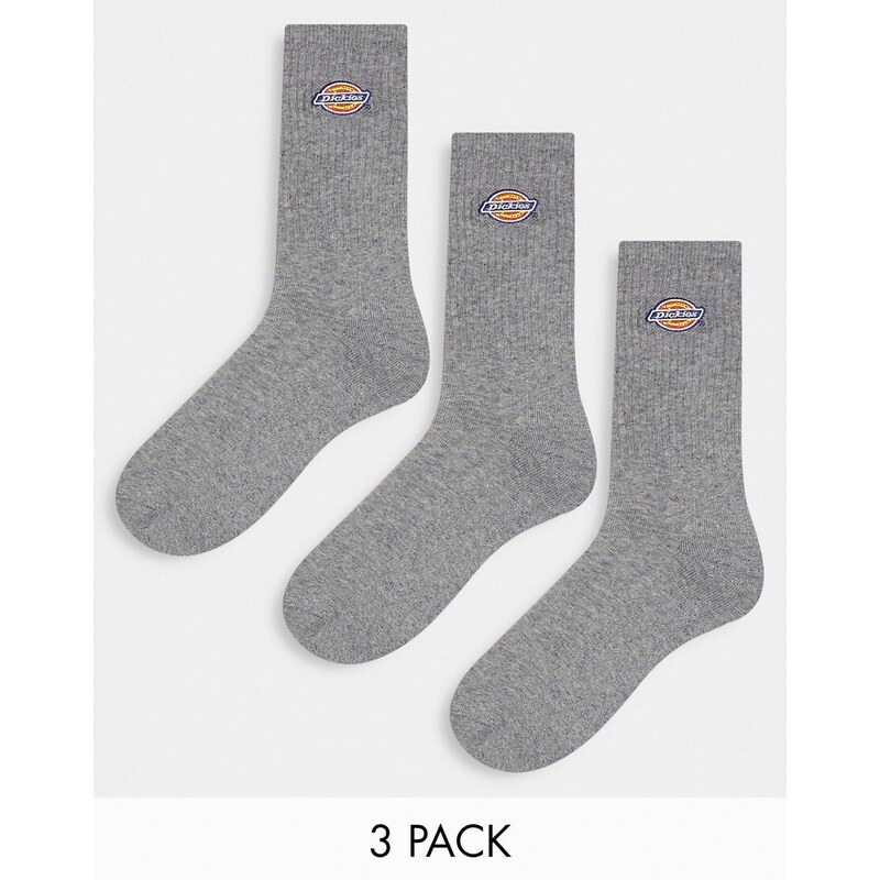 Dickies - Valley Grove - Confezione multipack da 3 paia di calzini grigi-Grigio