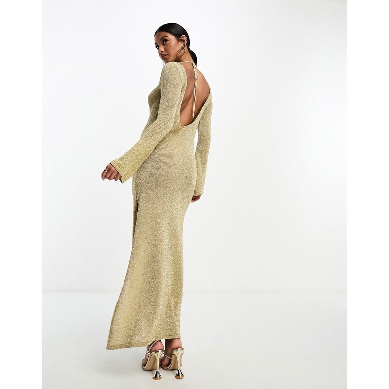 OOHOKAY Vestito da Donna Sexy, Casual, Lungo, Elegante, Senza Maniche, Schiena Nuda, Aderente, con Spalline Sottili, Maxi, XS