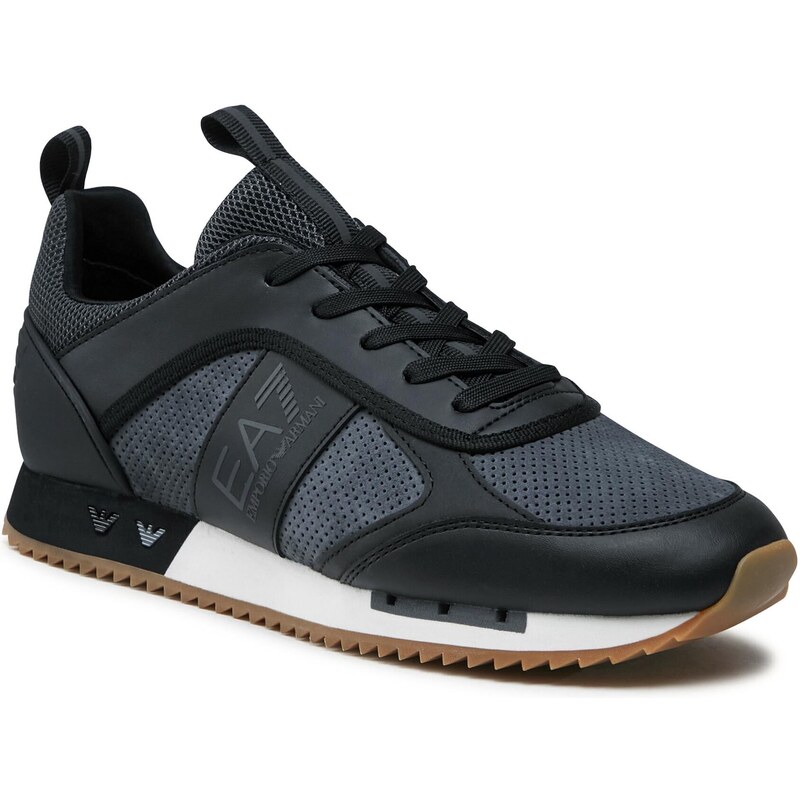 EA7 Classic Perf Sneakers Uomo - Pelle Nera Con Dettagli Oro