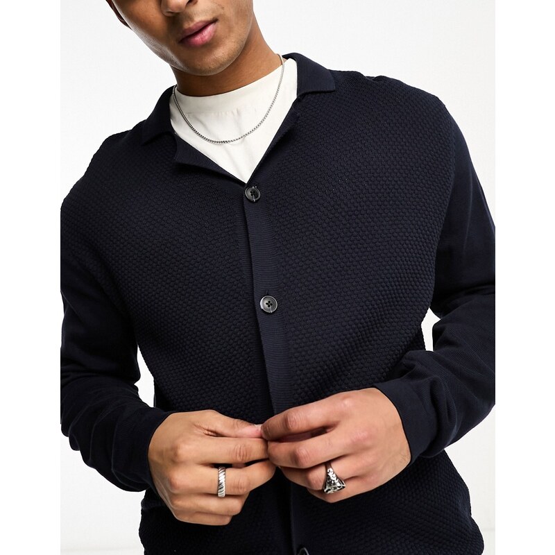 Selected Homme - Cardigan blu navy in maglia