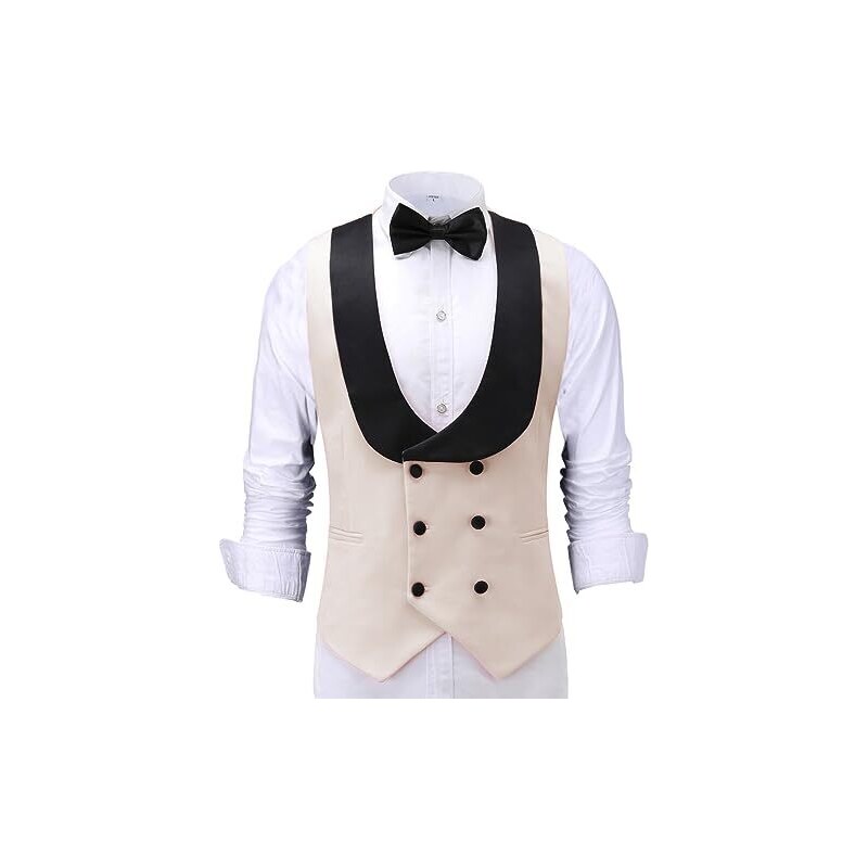 Solove-Suit Gilet casual da uomo in tweed a quadri, slim fit, per sposi