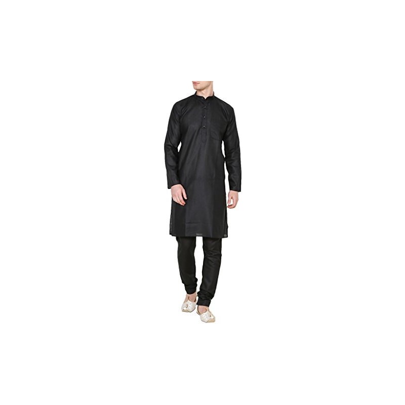 Pigiama Kurta Uomo In Seta Dupion Art - Abito Tradizionale Indiano Con Ricamo, 2 Pezzi (tunica E Pantaloni)