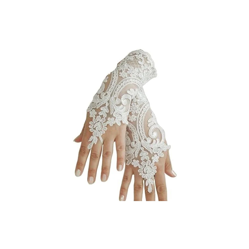 Guanti In Pizzo Nero Eleganti - Per Matrimoni, Halloween E Feste In Maschera - Foto 10