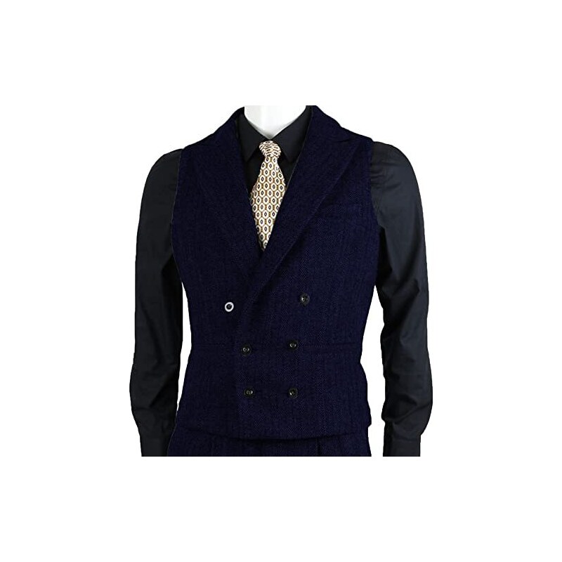 Giacca E Gilet Da Smoking Da Uomo Motivo Paisley Nero - Foto 5