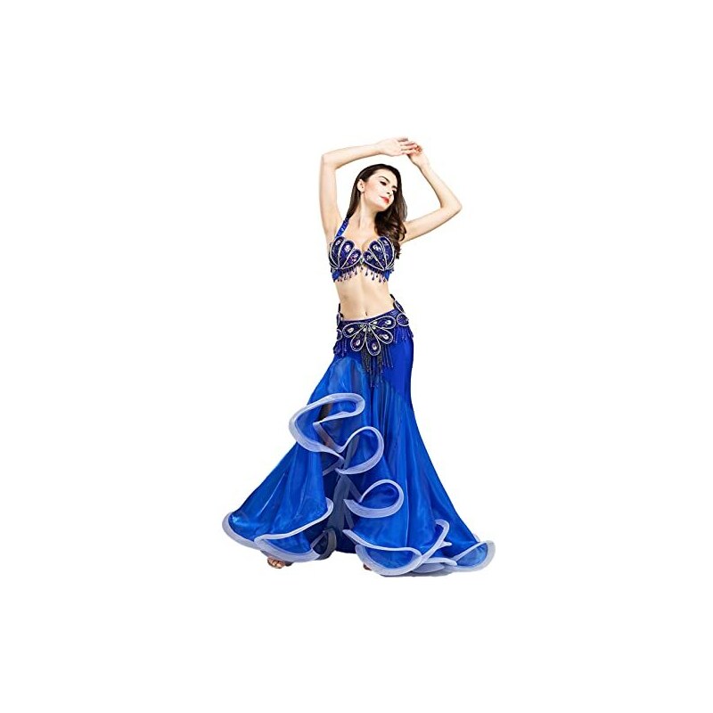 Top Danza Del Ventre Con Paillettes E Nappe - Reggiseno Senza Spalline, Multicolore, Per Spettacoli, Feste, Costume