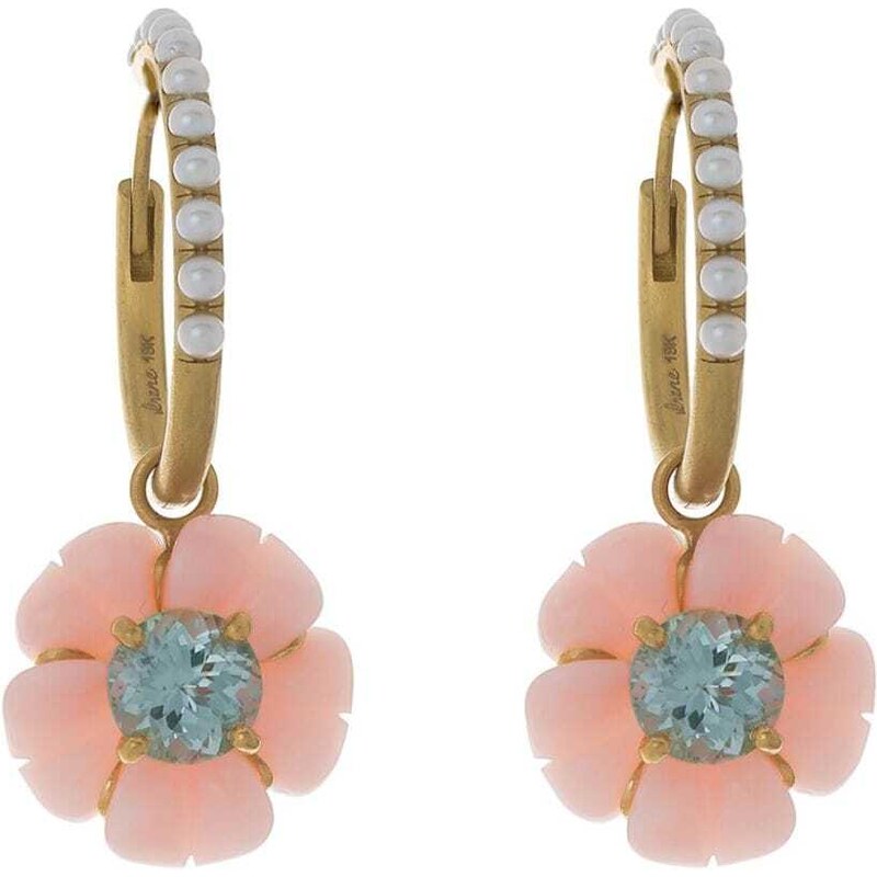 Orecchini a goccia con perle a fiore vintage in oro giallo 14 carati in vendita su Italia