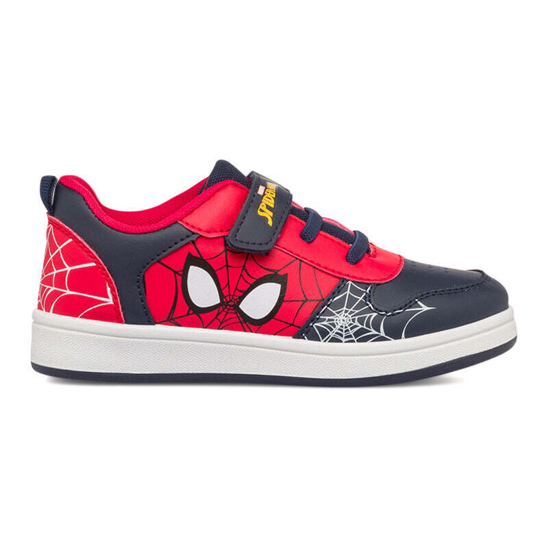 Sneakers primi passi rosse e blu da bambino con stampa Spiderman
