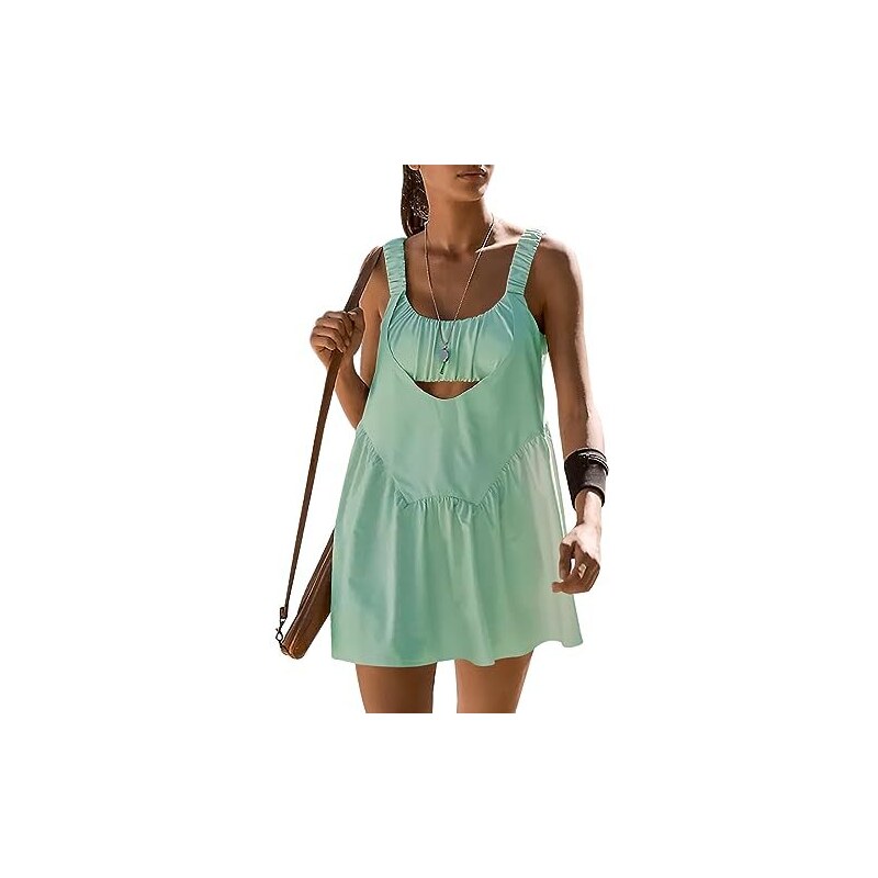 PODOLIXIA Abito da tennis da donna, vestito atletico da donna, con pantaloncini integrati e tasca senza
