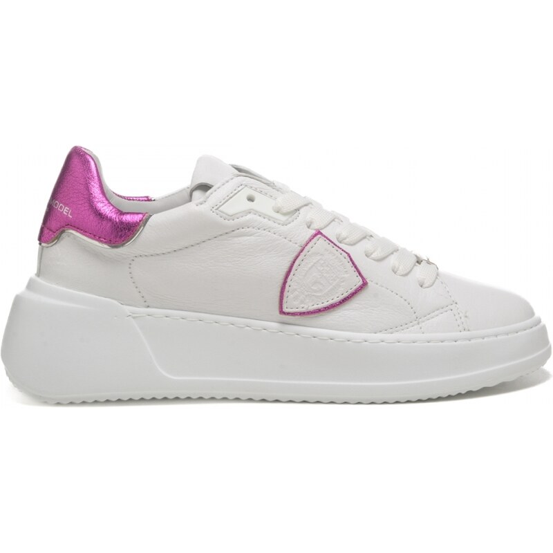 Philippe Model sneakers donna in pelle modello tres temple low bianche e fucsia Philippe Model sneakers donna in pelle modello tres temple low bianche e fucsia
