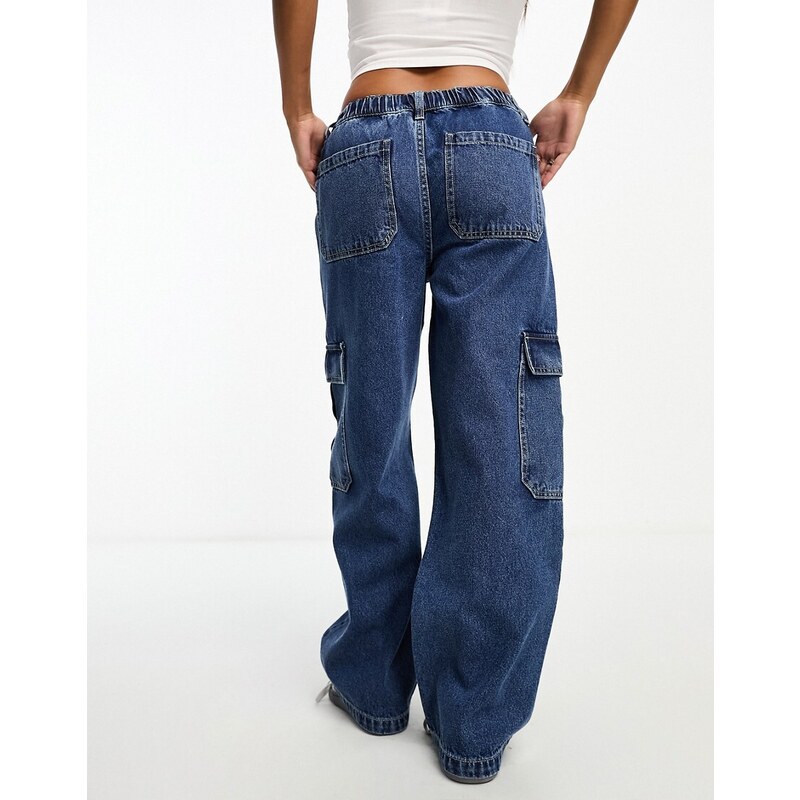 ASOS Petite ASOS DESIGN Petite - Ultimate - Jeans cargo blu medio
