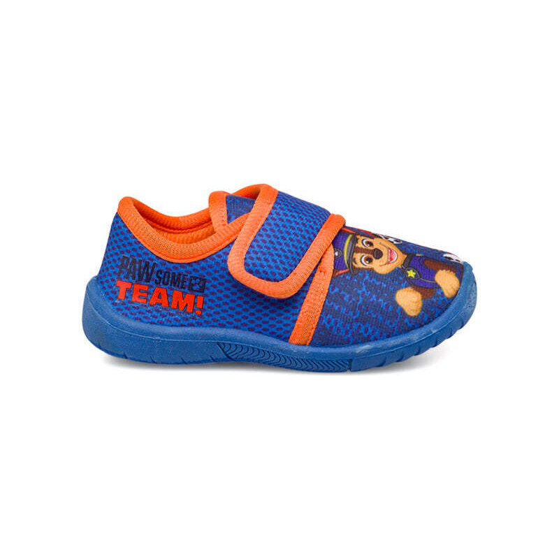 Pantofole blu da bambino con dettagli arancioni e stampa Paw Patrol