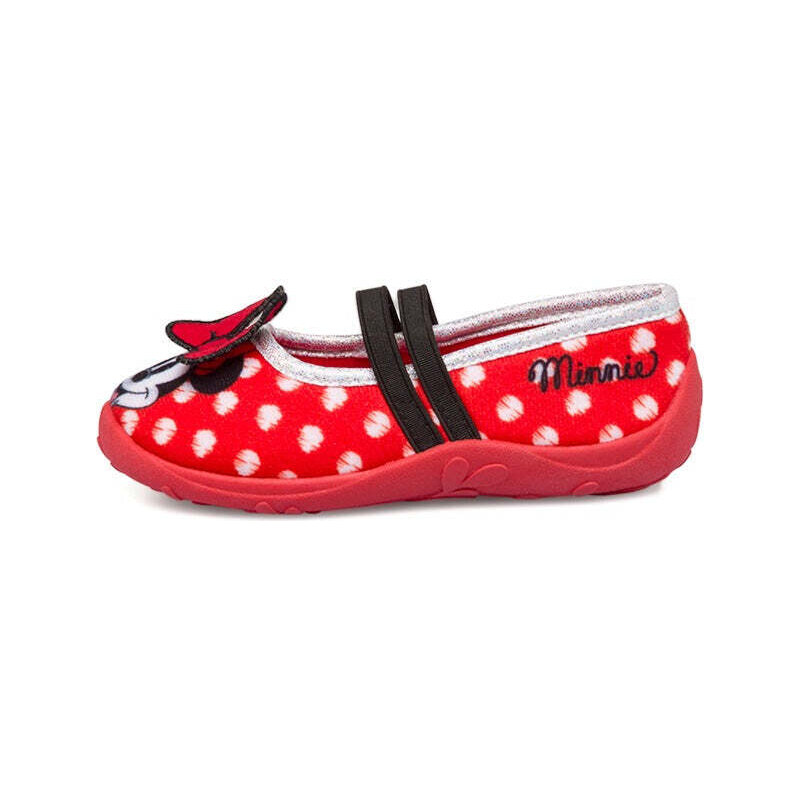 Mickey Mouse Pantofole rosse a pois da bambina con fiocchetto Minnie