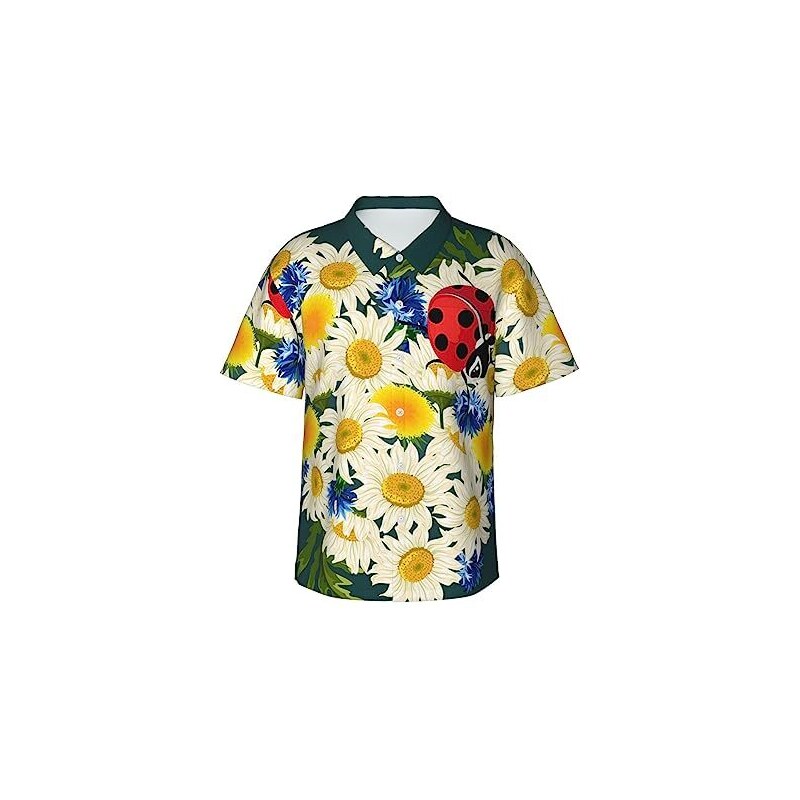 METRONS Camicia Hawaiana Uomo San Patrizio | Manica Corta Trifoglio Stampa Full | Leggera E Morbida | Colletto Cubano