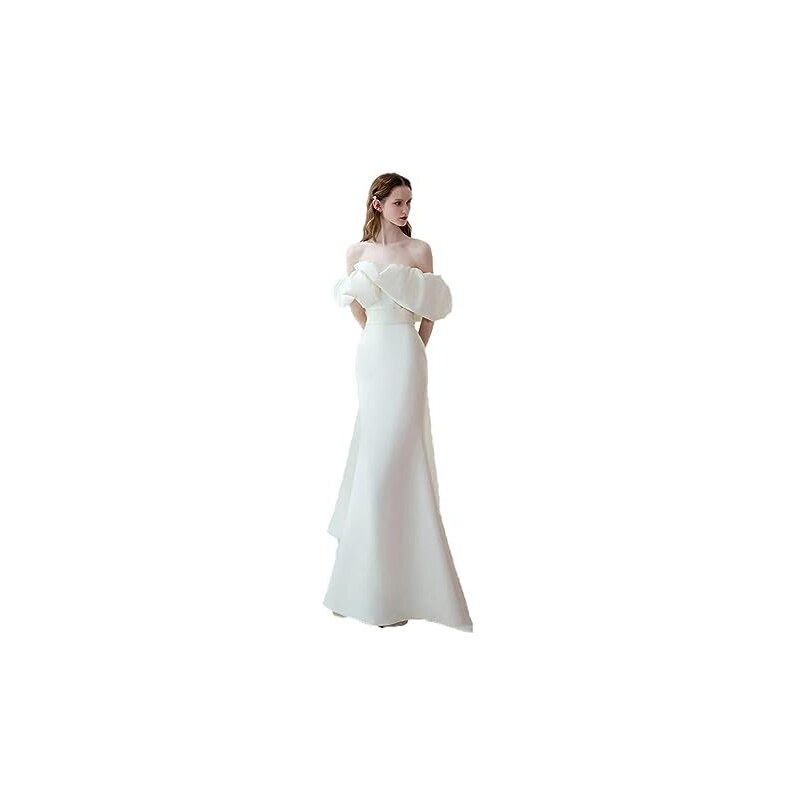 Abito Da Sposa Vantexi Senza Spalline - Bianco E Blu - Taglia 38 (Misure: Seno 90cm, Vita 72cm, Fianchi 98cm)