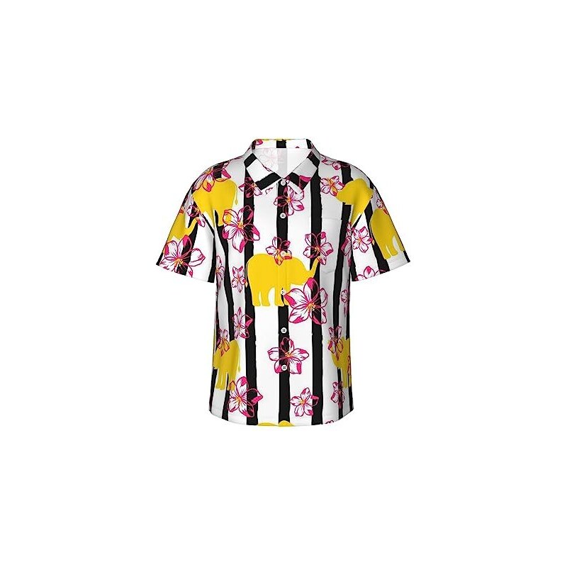Camicia Hawaiana Uomo King Kameha – Manica Corta, Fantasia Fiori Verde/Viola/Rosa