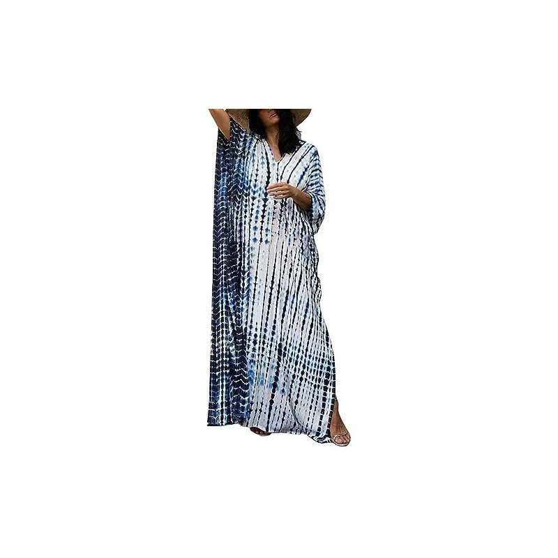 Donna Kaftan Lungo Abito Da Spiaggia Maxi Bohemien Parei