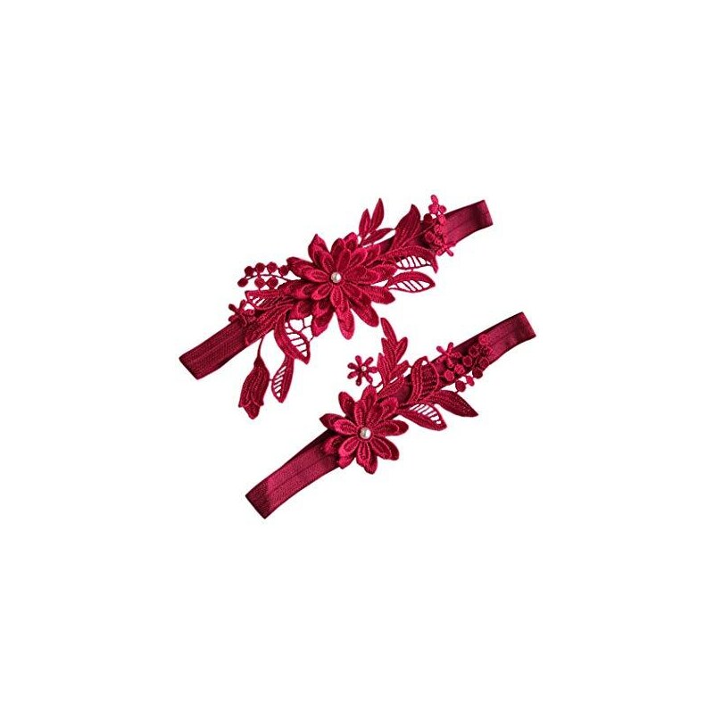 Set 2 Giarrettiere Da Sposa In Pizzo Con Perle - Reggicalze Elegante Per Matrimonio