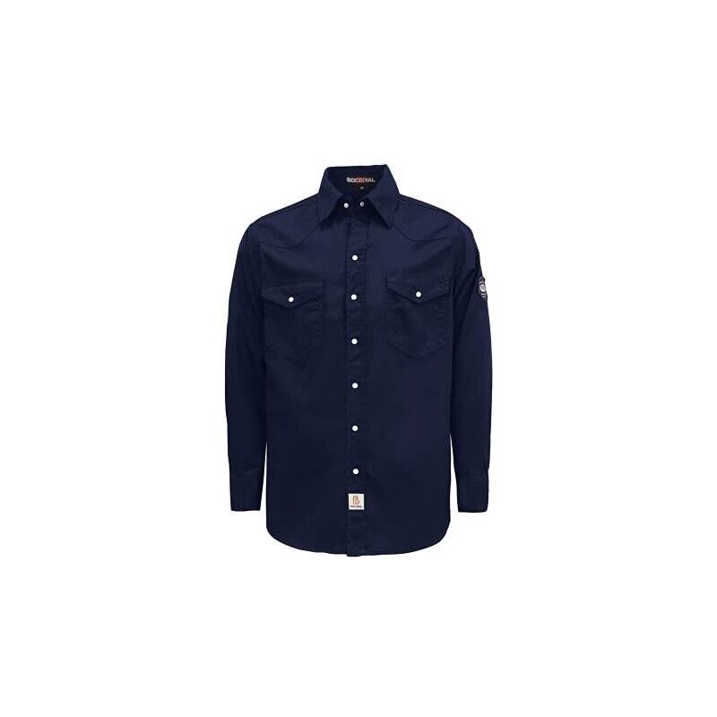 Camicia Ignifuga BOCOMAL FR 100% Cotone – Leggera, CAT2, Per Saldatori Ed Elettricisti (Taglia Forte)