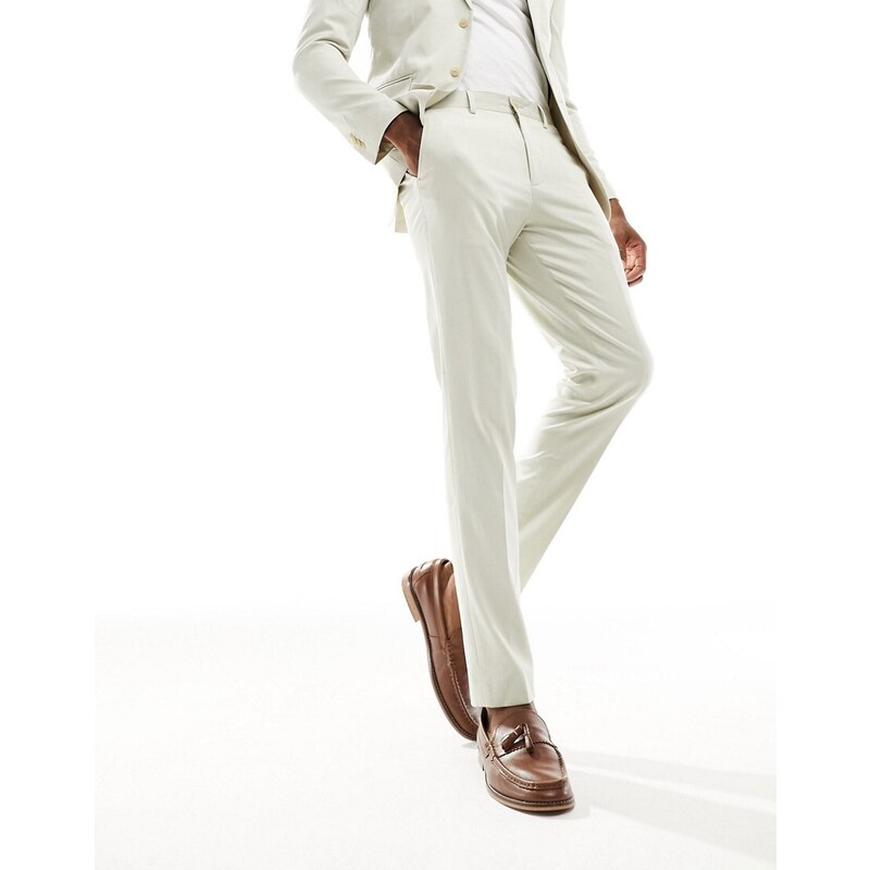 Jack & Jones Premium - Pantaloni da abito slim crema-Bianco
