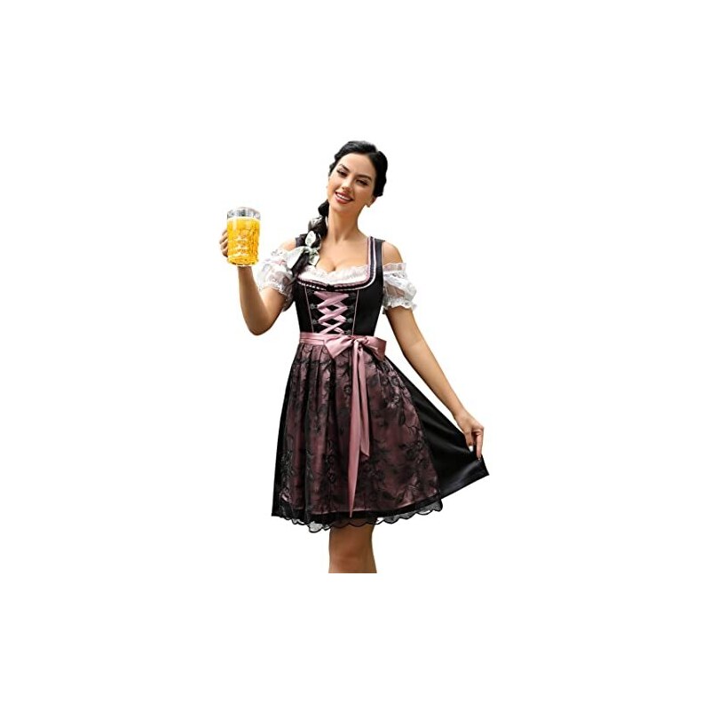 Dirndl Bavarois 2 Pièces Pour Femme - Robe Traditionnelle Oktoberfest, Satin, élégante, Pour Occasions Spéciales