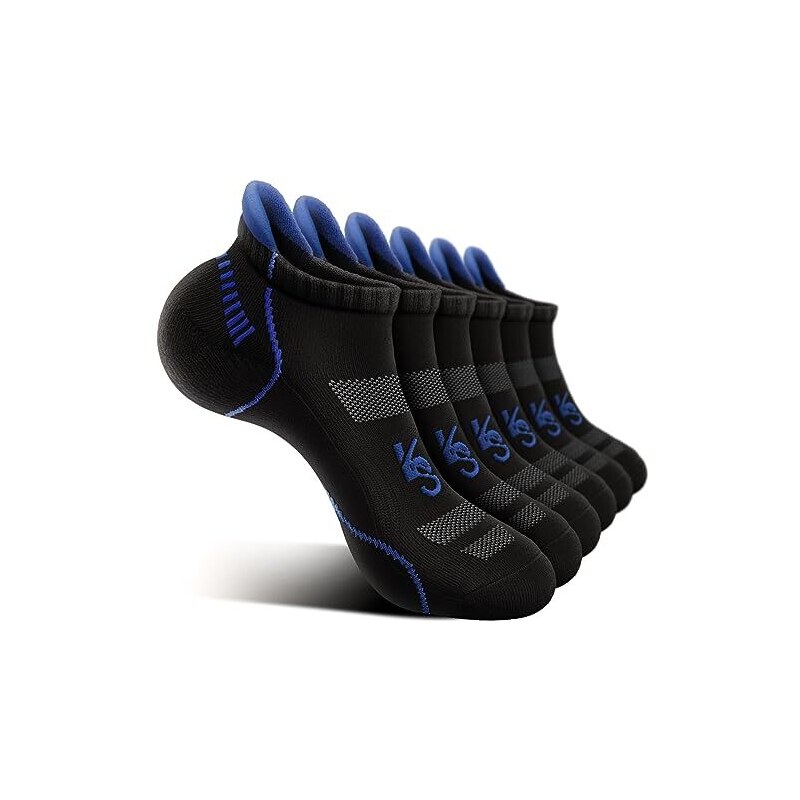 Glory Max 6 Paia Calzini Sportivi Uomo In Cotone - Imbottiti, Traspiranti, Colori Uniti (Nero, Bianco, Grigio)