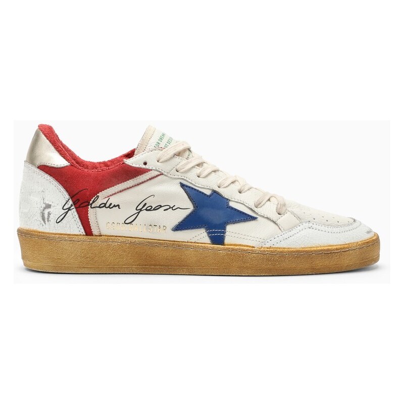 Golden Goose Sneaker Ball Star bianca/blu/rossa