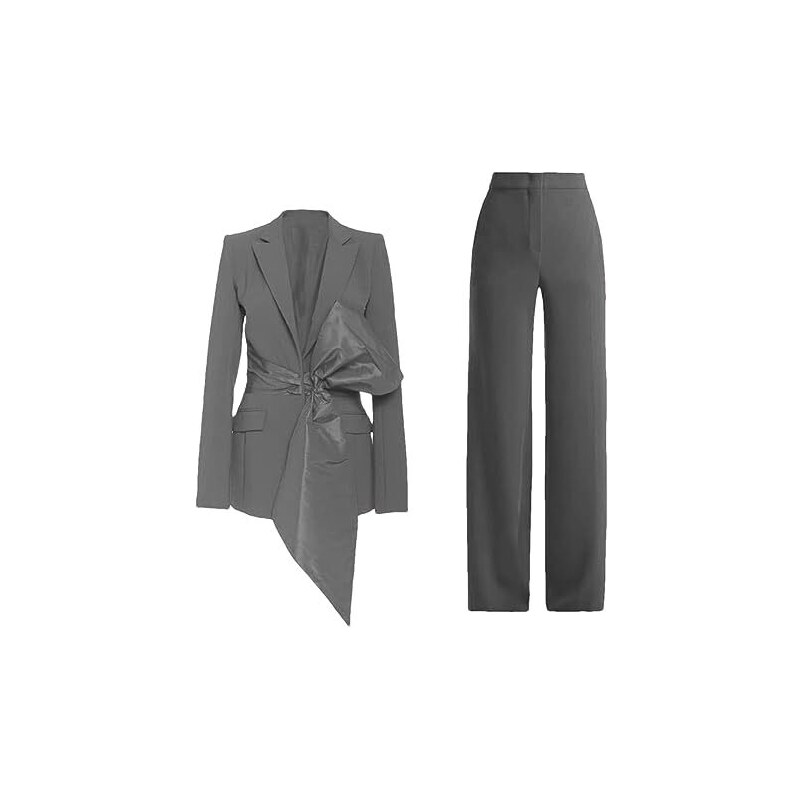 Tailleur Donna Elegante - Completo Due Pezzi Con Top E Pantaloni Larghi Per Cerimonia - Foto 13