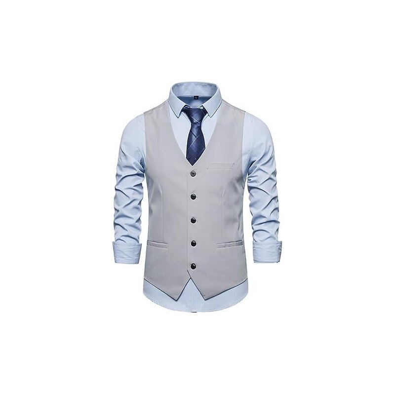 Gilet Uomo Formale Slim - Senza Maniche, Per Matrimoni, Feste E Lavoro, Poliestere, Taglie S-4XL - Foto 2
