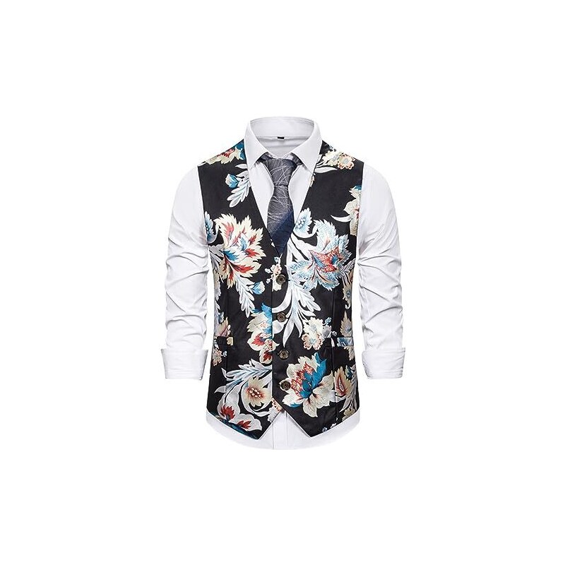 Gilet uomo bottoni scollo a V casual formale gotico poliestere regolare retr