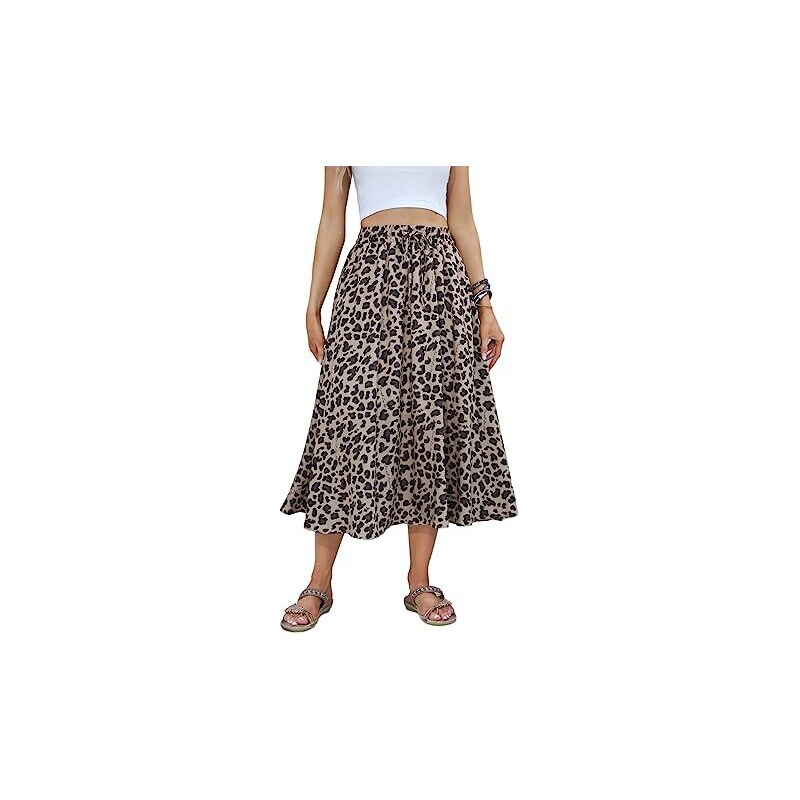 Urban GoCo Donna Vintage Vita Alta Pieghe a Campana Gonna Linea A con Tasche Midi Gonna