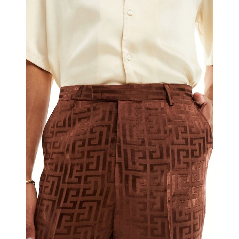 Twisted Tailor - Hurston - Pantaloni da abito jacquard marroni-Marrone
