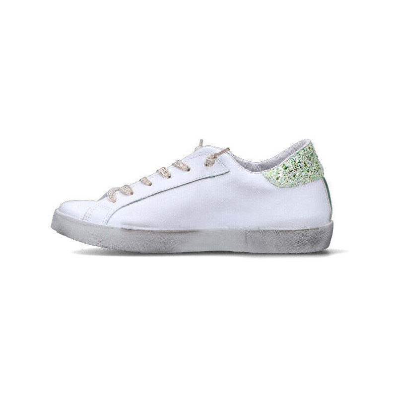 2 STAR Sneaker donna bianca/verde in pelle SNEAKERS