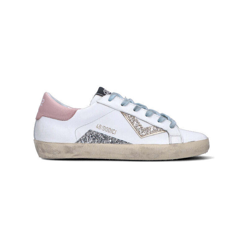 QUATTROBARRADODICI Sneaker donna bianca/rosa in pelle SNEAKERS