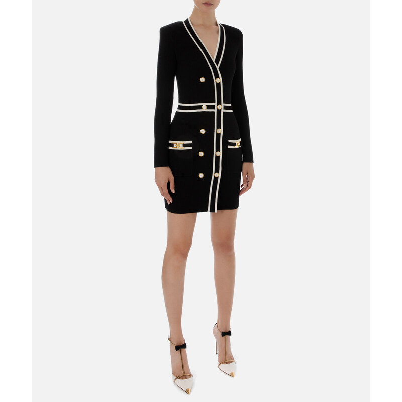 ELISABETTA FRANCHI Robe-manteau in maglia con morsetti logati