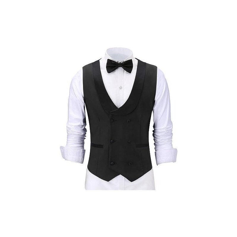 ZYHMD Gilet da Abito da Uomo in Doppiopetto Slim Fit Formale da