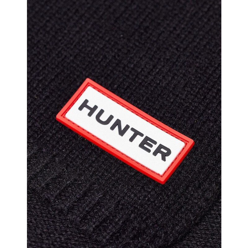 Hunter - Sciarpa nera con logo-Nero