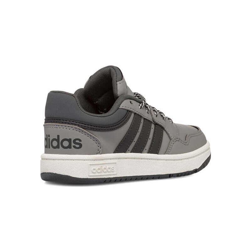 Sneakers grigie da bambino con strisce laterali nere adidas Hoops 3.0 K