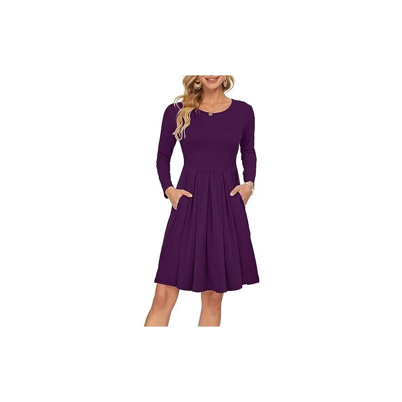 Comfiestyle, semplice abito da donna a maniche lunghe, a