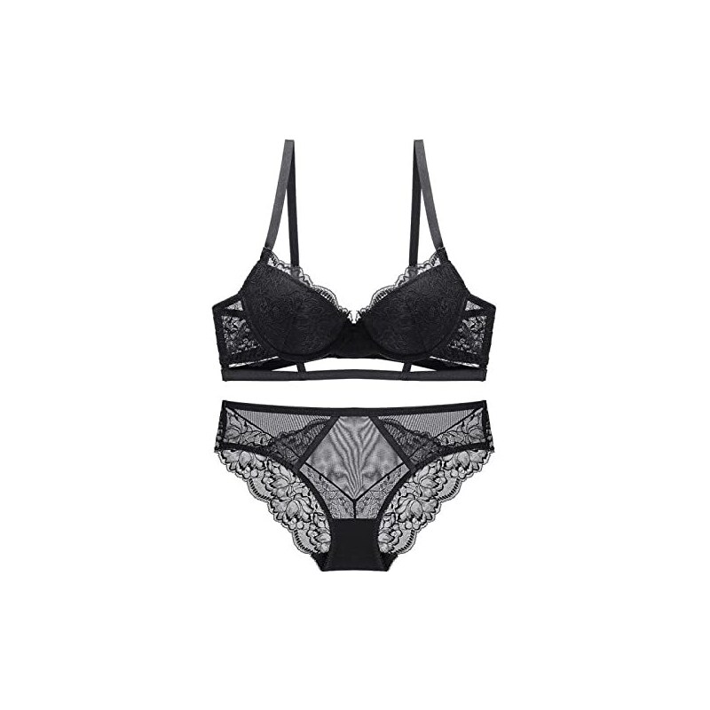 Reggiseno a triangolo e perizoma in raso e pizzo - Rosso - Donna Reggiseno a triangolo e perizoma in raso e pizzo - Rosso - Donna