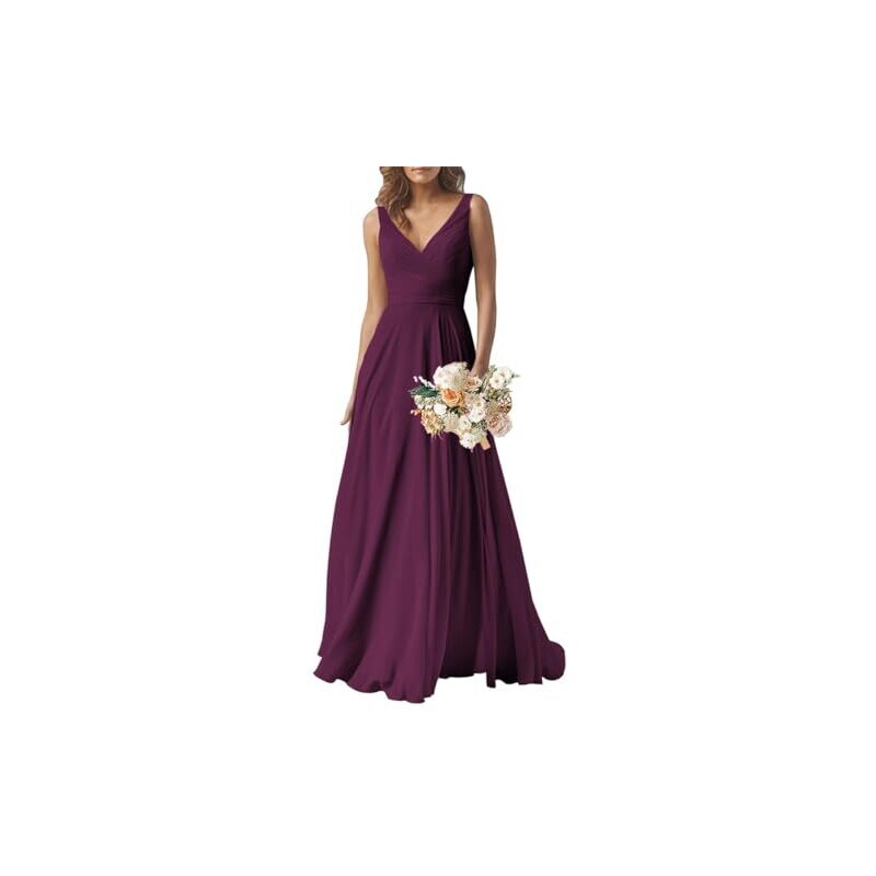 Abito Da Damigella Chiffon Con Maniche A Mantella E Scollo A V - JKMMYO, Giallo, Taglia 50