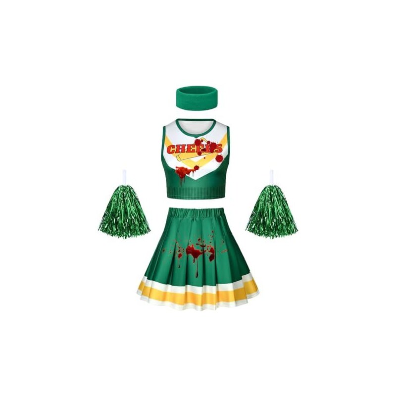 Acquista Costume da cheerleader per bambini, uniforme da cheerleader di Halloween, vestito con pompon e calzini, vestito da festa di carnevale in Italia a partire da 43