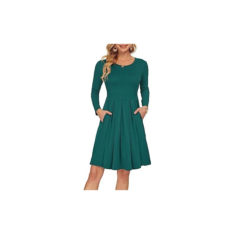 Abito tunica da donna, a maniche corte, swing, abiti estivi, casual, con scollo rotondo, elegante, mini abito da spiaggia, verde, S