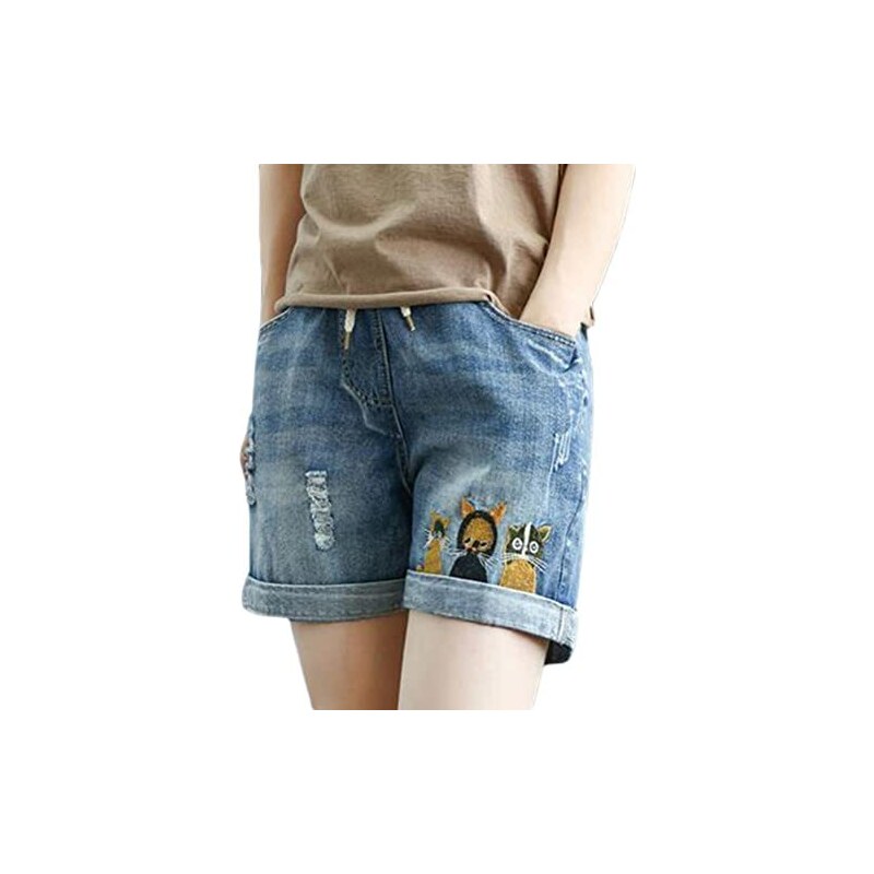 Kensie Pantaloncini In Jeans Donna, Vita Alta Con Elastico Frontale, 12,7 Cm, Taglie S-XL