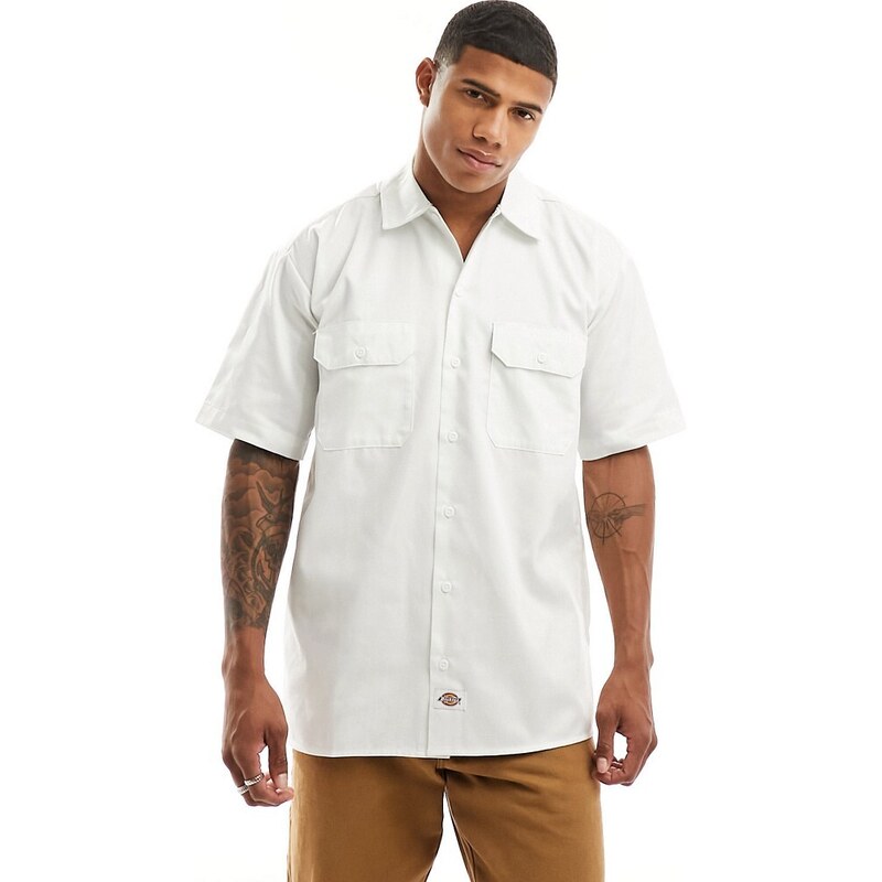 Dickies - Camicia casual a maniche corte bianca-Bianco