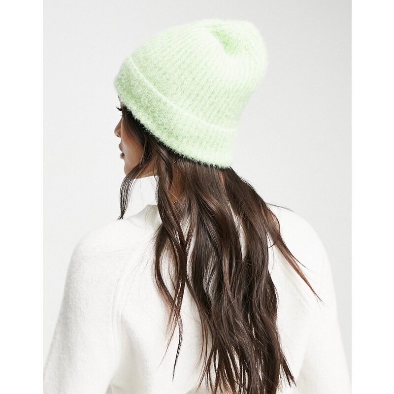 ASOS DESIGN - Cappello in maglia verde lime soffice
