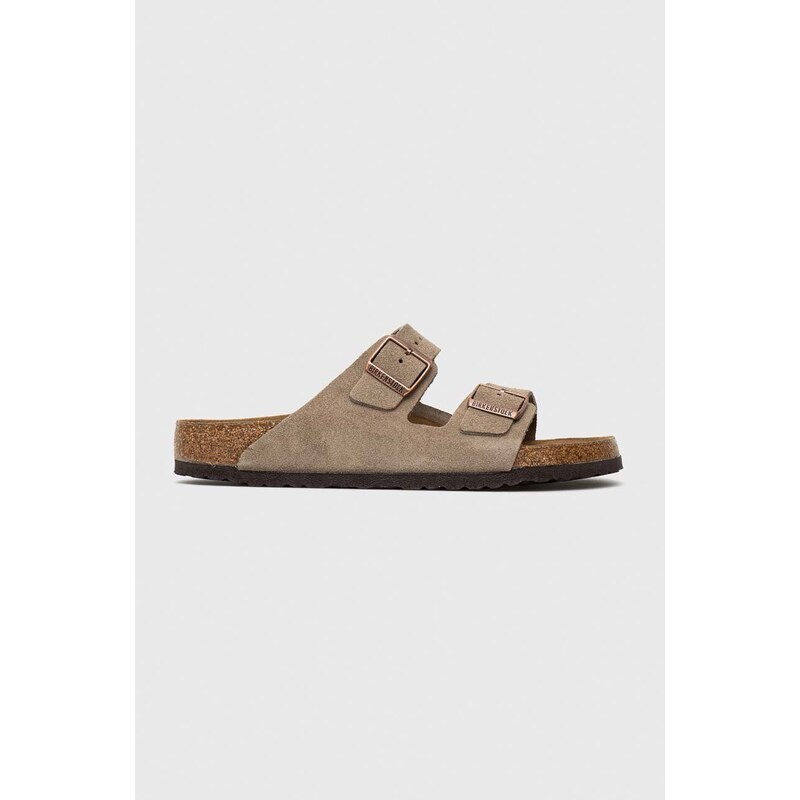 Birkenstock ciabatte slide in camoscio Arizona uomo colore beige 51461