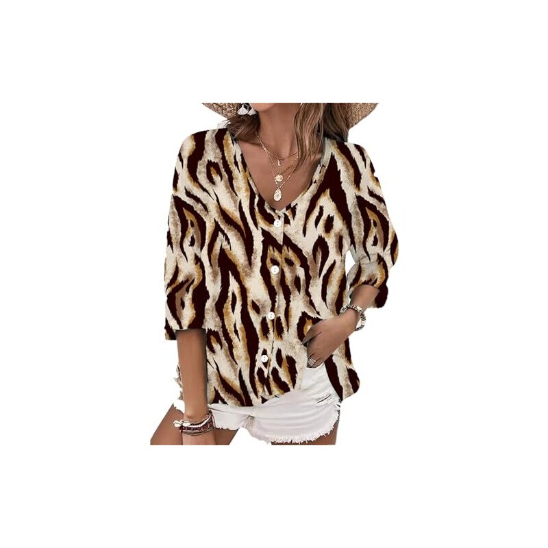 Camicetta Estiva Donna Con Scollo A V E Maniche A Sbuffo – Tessuto Leggero Traspirante, Casual Chic